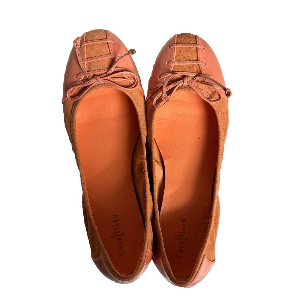 COLE HAAN ORANGE LEATHER AIR TALI LACE BALLET FLATS : Sz 10B MSRP $158, Preowned